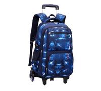 Baoblaze Student Trolley Rolling Backpack Bookbag Luggage Suitcase With Stair Stable Base Balanced Load Suitable for school sports short travel camping picnic, Blue, Space 6-Wheel