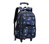 Baoblaze Student Trolley Rolling Backpack Bookbag Luggage Suitcase With Stair Stable Base Balanced Load Suitable for school sports short travel camping picnic, Dark Blue, Space Big-wheel