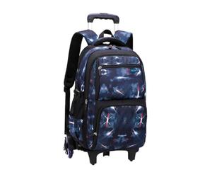 Baoblaze Student Trolley Rolling Backpack Bookbag Luggage Suitcase With Stair Stable Base Balanced Load Suitable for school sports short travel camping picnic, Dark Blue, Space 6-Wheel