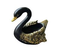 Baoblaze Swan Decorative Container Resin Desktop Bowl Organizer Sculpture Holder with Embossed Feather Texture and Curved Neck Suitable for entryway Vanity, Black Gold, 16.8 11.4 14.8