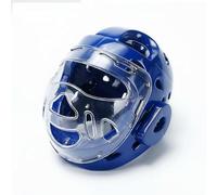 Baoblaze Taekwondo Head Protector Helmet Headgear Face Guard Sparring With Transparent Foam Vent Slots Strap Suitable for sparring practice work endurance training, Blue, S