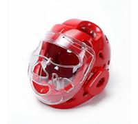 Baoblaze Taekwondo Head Protector Helmet Headgear Face Guard Sparring With Transparent Foam Vent Slots Strap Suitable for sparring practice work endurance training, Red, Xl