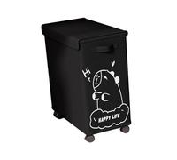 Baoblaze under Desk Utility Cart Storage Box with Caster Wheels with Lid Practical Mobile Rolling Cart for Farmhouse Hotel Dining Room, Black Capybara XL