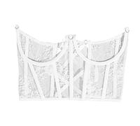 Baoblaze Underbust Corset Belt, Waist Corset, Lace Open Cup Corset, Short Torso Underwire Boned Corset, Underboob Waist Cincher, White