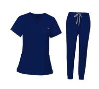 Baoblaze Uniforms Scrub Set with Pockets Nurse Top and Pants Modern Female Work Clothing Work suits Workwear for Athletic Pet Grooming, XS, Blue