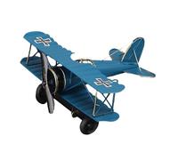 Baoblaze Vintage Airplane Model Biplane Ornament Metal Retro Photo Props Iron Aircraft Plane for Shelf Home Office Souvenir Decoration, Blue