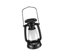 Baoblaze Vintage Outdoor Lantern,Landscape Decor,Table Lamp,Lightweight,Dimmable Hanging Light Camping Lamp for Porch Yard, L black with solar