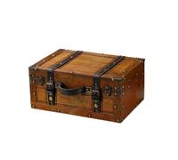 Baoblaze Vintage Storage Container Wooden Box Chest Trunk Keepsake Organizer with Antique Look Hinged Lid Carry Handle for Home Decor Shelf Styling Desk Organization Photo Prop, Large