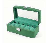 Baoblaze Watch Display Box Organizer Storage Holder With Clear Lid And Secure Hinge In Pu Leather With Soft Velvet Interior Suitable for bedroom dresser closet shelf home display, Green