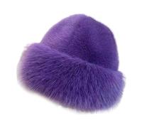 Baoblaze Winter Faux Fur Hat for Women Thick Cossack Hat Russian Hat Plush Faux Fur Winter Hat Womens Winter Furry Hat for Snowboard Ladies Women Girls (Purple)