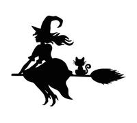 Baoblaze Witch Metal Wall Decor Ornament Halloween Decor Black Silhouette Iron Art Wall Sculpture for Garden Home Fence Patio Backyard
