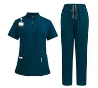 Baoblaze Women Nurse Work Uniforms Jogging Pant Top and Pants with Hanging Tags or Stethoscope Hook, Comfortable with Pockets Nursing Uniforms Work Tunics for Spa Cosmetology Pet Shop Beauty Center