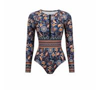 Baoblaze Women Surfing Suit One Piece Bathing Suit Long Sleeve Swimsuit With Removable Cups Quick Dry Flexible Front Zipper Floral Print suitable for surfing, L, Floral
