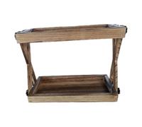Baoblaze Wood Countertop Organizer Kitchen Spice Rack Rustic Retro 2 Tier Wooden Shelf for Bedroom Living Room Office Kitchen Bathroom