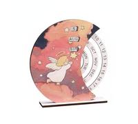 Baoblaze Wooden Calendar Desk Calendar Table Calendar Calendar With Interactive Rotating Dial And Minimalist Nordic Design Quality Wood Structure With Compact, Starlight Angel