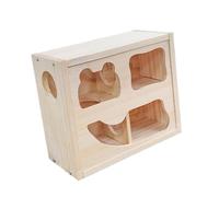 Baoblaze Wooden Hamster House Hide Hut Cabin Hideaway 2 Layer Habitat Hideout for Chinchilla Small Pet Syrian Hamsters Playing Resting, Wood