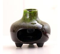 BAOBYAO Ceramic Palo Santo Holder Incense Burner,Handcrafted Chiminea Incense Cone Holder Burner Wood Sticks,Ash Catcher,Aromatic Home Decor for Spiritual Rituals,Yoga,Meditation (Green, 4 * 4 * 4IN)