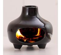 BAOBYAO Ceramic Palo Santo Holder,Palo Santo Burner,Black Mini Chiminea Incense Cone Holder Burner for Wood Sticks,Sage,Charcoal,Zen Home Decor for Spiritual Rituals,Aromatherapy,Yoga,Meditation,4IN