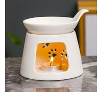 BAOBYAO Ceramic Wax Melt Burners,Tea Light Candle Warmer,Essential Oil Burner,Candle Wax Burner Humidifier Yoga Aromatherapy Fragrance Diffuser for Living Room,Bedroom,Office Decoration,White,4 * 5IN