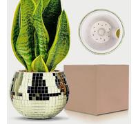 BAOBYAO Disco Ball Planter,Disco Ball Vase,Plant Pot,Flower Pot,Mirror Plant Holder,Plastics Self Watering Disco Decor Planter for Small Plant, Party,Table,Office,Kitchen (Gold, 4X5IN)