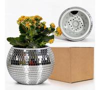 BAOBYAO Silver Disco Ball Planter Self Watering Flower Pot Plastics,4X5IN
