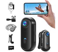 Baobylon Action Cam 4K, Mini Sports Camera WiFi with 64G Memory Card, Underwater Camera, Hands-Free POV, Can be Attached Anywhere, Helmet Camera, Motorcycle, Bicycle, Body Camera, Mini Camera, Black