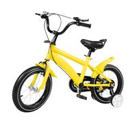 BAOCHADA 14 Inch Boys Bike & Girls Bicycle, Unisex Design with Training Wheels & Adjustable Seat, Kids Beginner Bike with Bell for Ages 2-6 | Ideal 14 Inch Bike for Age 4-7 (Yellow)