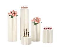 BAOCHADA Cylinder Pedestal Stands 5PCS Foldable Paper Columns, Cylindrical Decorative Floral Stands, Foldable Cylinder Cardboard Columns Dessert Table for Display, 20/40/60/80/100CM Height, White