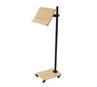 BAOCHADA Floor Book Stand for Reading Height Adjustable Book Holder, Book Stand with Wooden Panel&Metal Stand, Floor Reading Stand on Wheels, Mobile Rolling Lectern Stand Hands Free