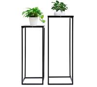 BAOCHADA Plant Stand Set of 2 Metal Plant Stand, Tall Indoor & Outdoor Flower Plant Pot Holders, Rectangle Metal Flower Pot Stand in Black, Black Metal Square Tall Plant Stand