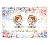 Baocicco 10x6.5ft Nuestro Bautizo Backdrop Photography Mi Baptism Gold Bless First Holy Communion Christening Photography Background Boy or Girl God Bless Party for Kids Adult Video Studio
