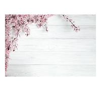 Baocicco 10x6.5ft Valentine's Day Backdrop Countryside Rustic White Wood Plank with Wood Texture Spring Pink Blossom Peach Sakura Apricot Cherry Background Children Baby Adults Portraits Backdrop