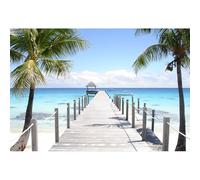 Baocicco 10x8ft Tropical Seaside Backdrop Summer Holiday Coconut Trees Wooden Pier Gazebo Photography Background Wedding Ceremony Honeymoon Birthday Party Summer Party Children Adults Portrait