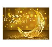 Baocicco 5x4ft Ramadan Kareem Photography Backdrop Background Golden Gold Crescent Moon Stars Decors Hanging Drops Shiny Shining Gold Holiday Islamic Pray Fiesta Decor Children Adults Studio Props