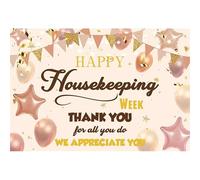 Baocicco 7x5ft Happy Housekeeping Week Backdrop Photography Pink Banner Balloons Thank You for All You Do We Appreciate You Photo Background for Housekeepers Custodian Celebration Decor Props Video
