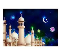 Baocicco 7x5ft Mosque Night Silhouette Backdrop Islamic Architecture Mysterious Masjid Ramadan Kareem Photography Background Night Prayer Islamic Pray Children Adults Portrait Studio Shoot Prop