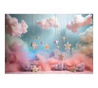 Baocicco 7x5ft Pink Starry Sky Photography Backdrops Blue Sky White Cloud Nebula Star Photography Background Twinkle Twinkle Little Star Backdrop for Girls Birthday Baby Shower Party Banner Decors