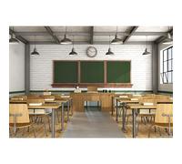 Baocicco 8x6.5ft Back to School Theme Backdrop Classroom Interior Decorations Backdrop Blackboard Clock Photography Background Wallpaper New Term School Season Children Students Portrait Prop
