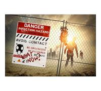 Baocicco 8x6.5ft Halloween Theme Backdrop Hazard Danger Zombie Warning Town Disaster Ruins Backdrop Doomsday Theme Activity Horror Themed Birthday Party Children Photo Booth Prop