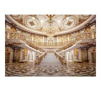 Baocicco 8x6.5ft Retro Palace Backdrop for Photography Gold Hall Staircase Luxury Chandelier Ceiling Mural Photography Background Wedding Photoshoot Bride to Be Party Photographer Studio Props