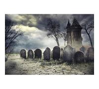 Baocicco Halloween Gloomy Tombstone Haunted House Backdrop 8x6.5ft Photography Background Creepy Night Scary Forest Spooky Party