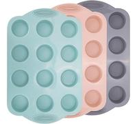 Baocuan 12 Cups Silicone Mini Muffin Pan-3 Pack Nonstick Food Grade & BPA Free Silicone Muffin Pan For Baking cupcake Mini Muffin and More
