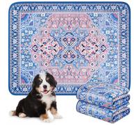 Baodan Washable Pee Pads for Dogs, Homeware Rugs for Bedroom Living Room, 2 Pack 90*90 cm Super Absorbent Reusable Puppy Pads with Blue Patterns for Potty Training, Couch, Bed, and Crate, Vintage Rug