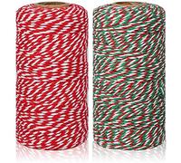 BAODANLE 2 Rolls Christmas Twine Natural Jute String Cotton Twine, Colored Twine Bakers Twine Cotton Rope Cord String Decorative for Gift Wrapping DIY Crafts Gardening