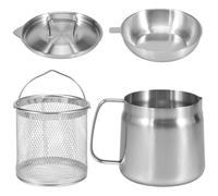 BAODBF Deep Fat Fryer Strainer,Bacon Grease Container with Strainer,Cooking Oil Filter,Stainless Steel Oil Filter Pot for Cooking Oil,Coconut Oil,Frying Oil,Hot Oil (1.5L)