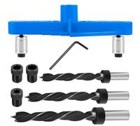 BAODBF Dowelling Jig,2 in 1 Multifunctional Drill Guide,6/8/10MM Pocket Hole Jig Kit,Dowel Jig,Drill Block,Drill Jig for 16mm-106mm Wooden Board (Blue)
