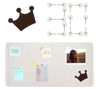 BAODBF Felt Bulletin Board Foldable Cork Board Adhesive Felt Pin Board No Drill Felt Bulletin Board Tiles with 30 Push Pins and Crown Decoration for School Home Office(Style 1)