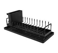 BAODBF Sink Dish Drying Rack Expandable Small Dish Rack Over Sink with Silicone Drying Tray Compact Sink Dish Drainer for Kitchen Counter Kitchen Sink(Style 1,Black)