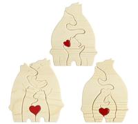 BAODBF Wooden Family Puzzle Bear,Animal Wooden Jigsaw Puzzle,Personalized Wooden Puzzle for Birthday and Christmas Gifts
