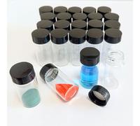 Baodeba 25PCS Small Glass Vials with Screw Caps, 20ML Mini Liquid Sample Bottle, Lab Tiny Collection Containers with Lids for for Essential Oil, Perfume, Reagent, Specimen
